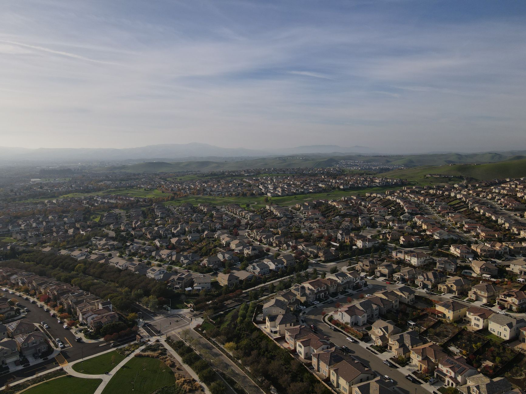 Stunning aerial shot of a Dublin, CA residential area showca