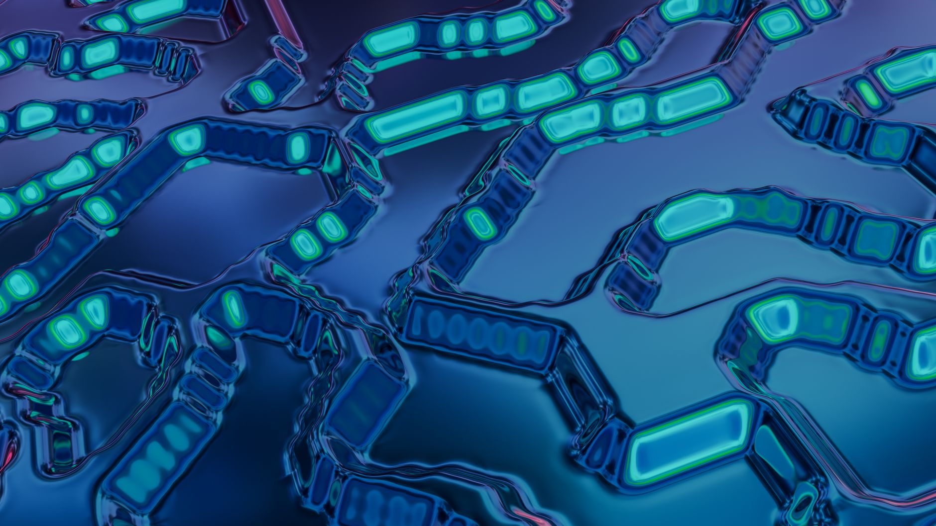 High-tech abstract art featuring blue and teal circuit-like