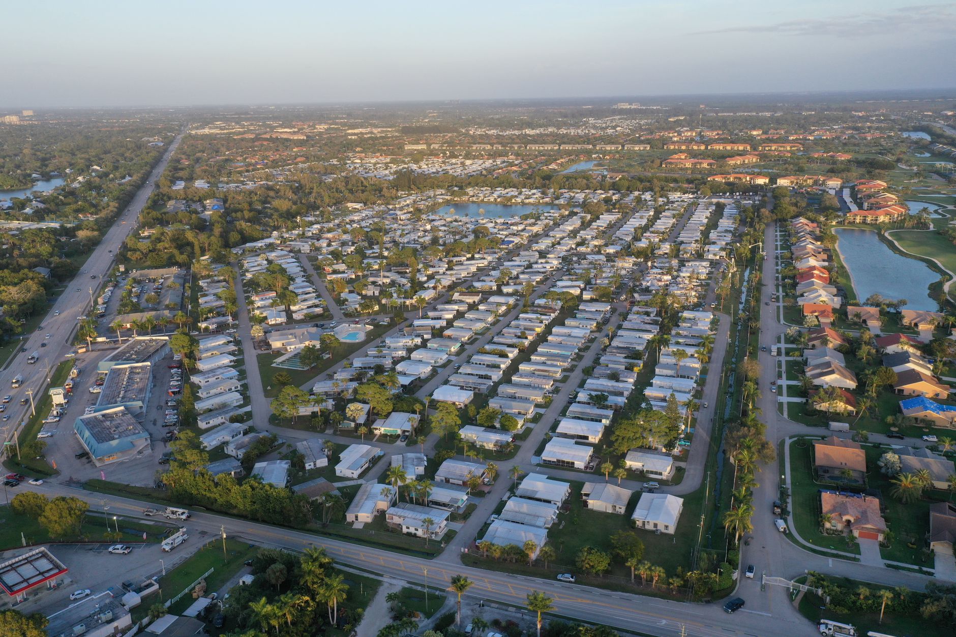 Aerial view showcasing the grid-like pattern of a residentia