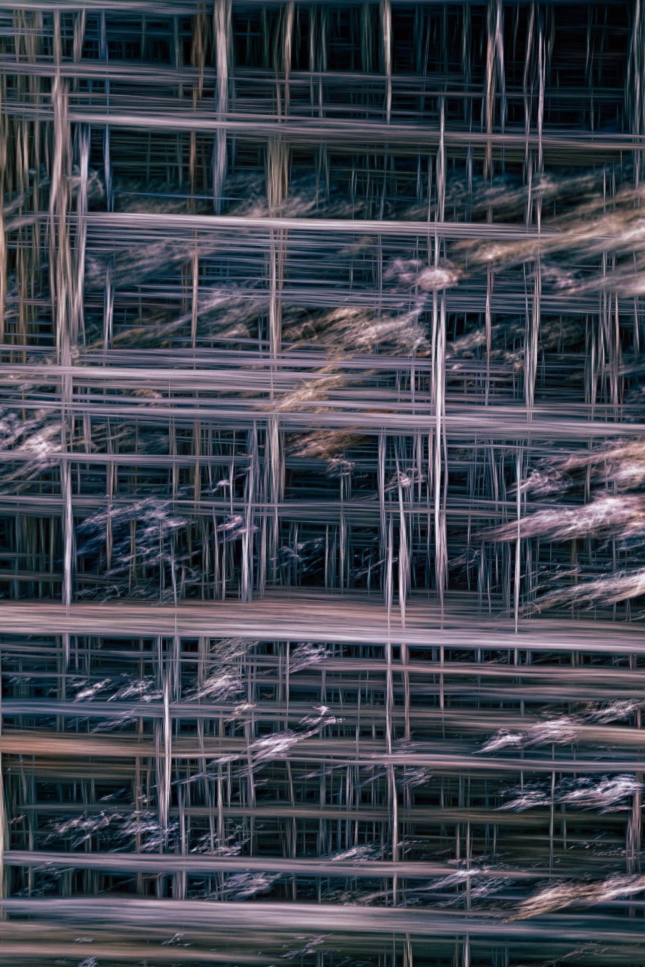 Futuristic abstract network of intersecting lines creating a