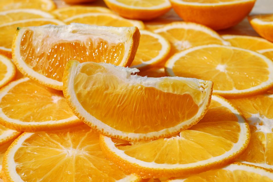 Close-up of juicy orange slices showcasing vibrant citrus co