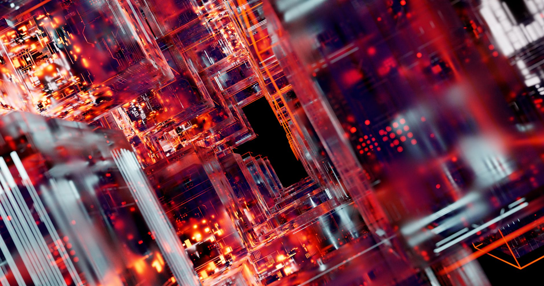 Stunning abstract view of futuristic digital circuitry with