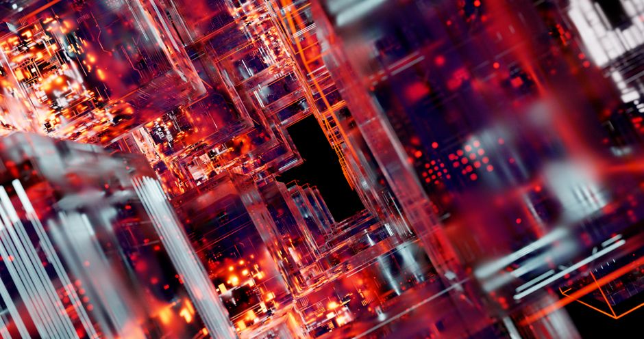 Stunning abstract view of futuristic digital circuitry with