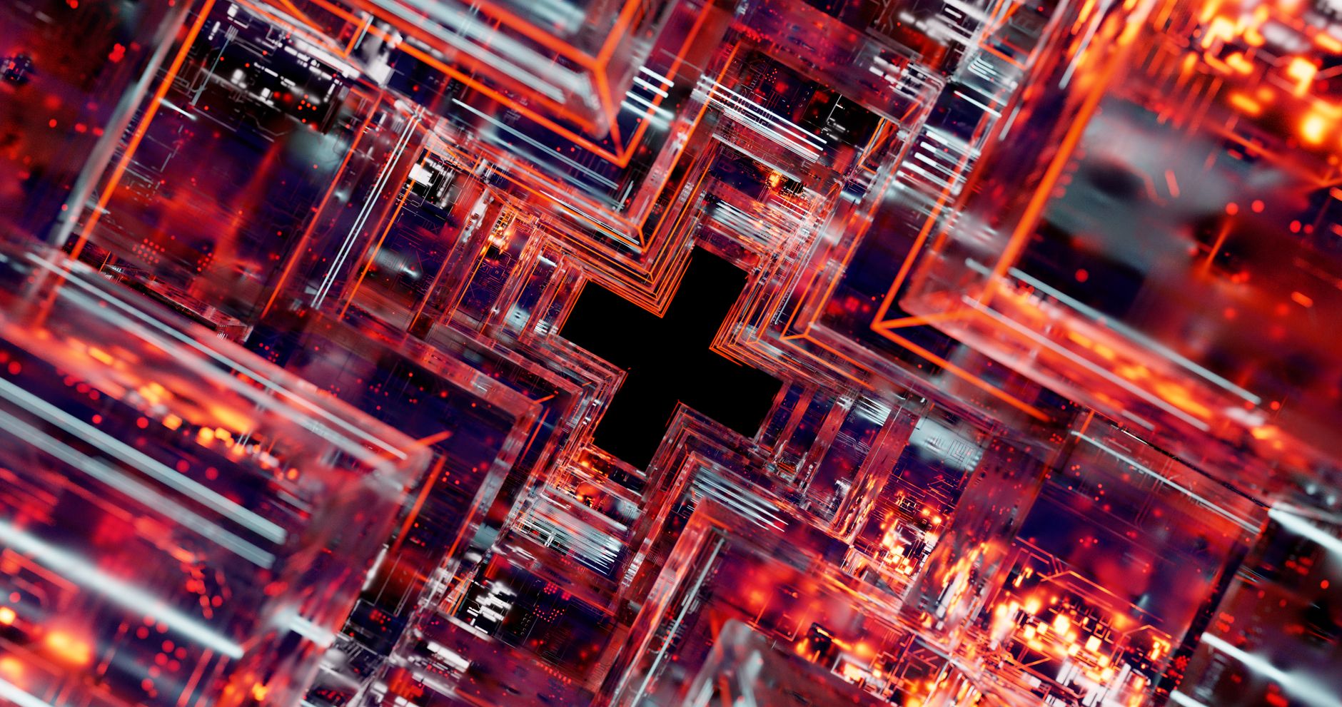 Abstract view of futuristic technology inspired circuitry in