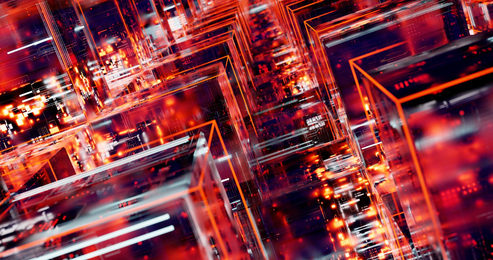 Vibrant abstract digital art featuring geometric blocks with