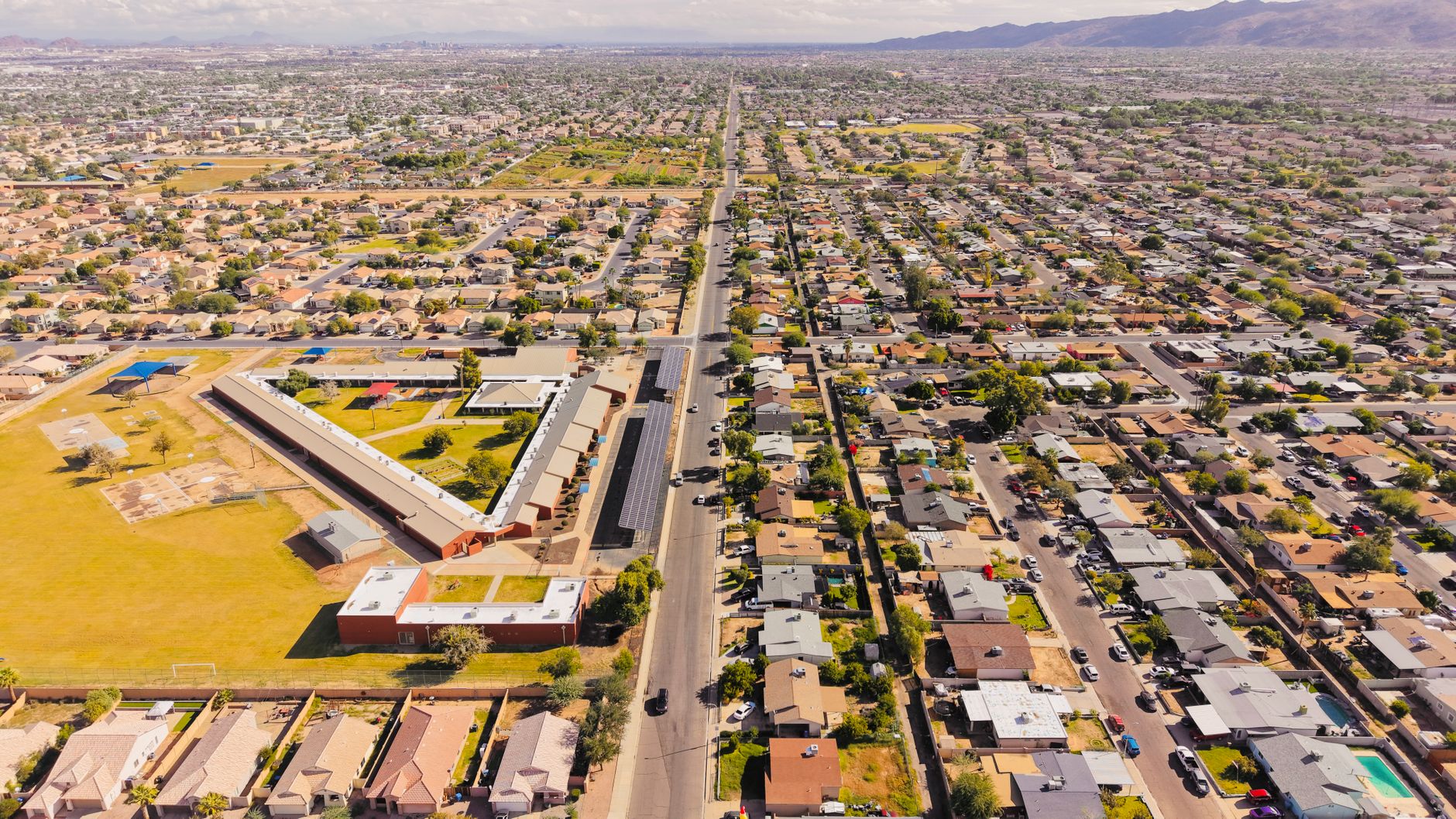 Aerial view of a sprawling residential area in Arizona under