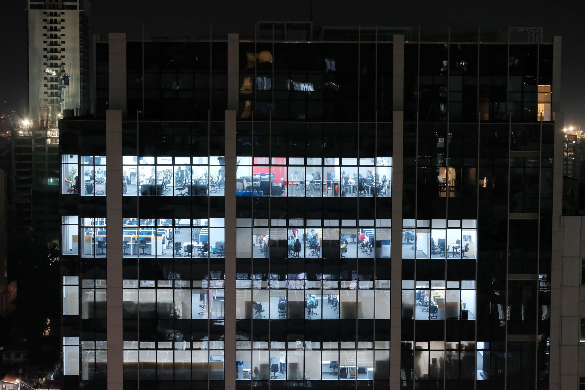 A night view of an office building in Central Visayas, Phili