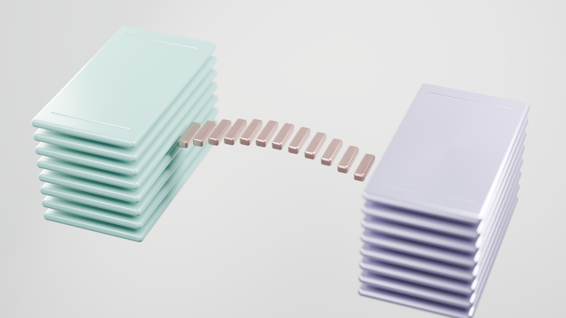 A conceptual 3D render illustrating data transfer between st