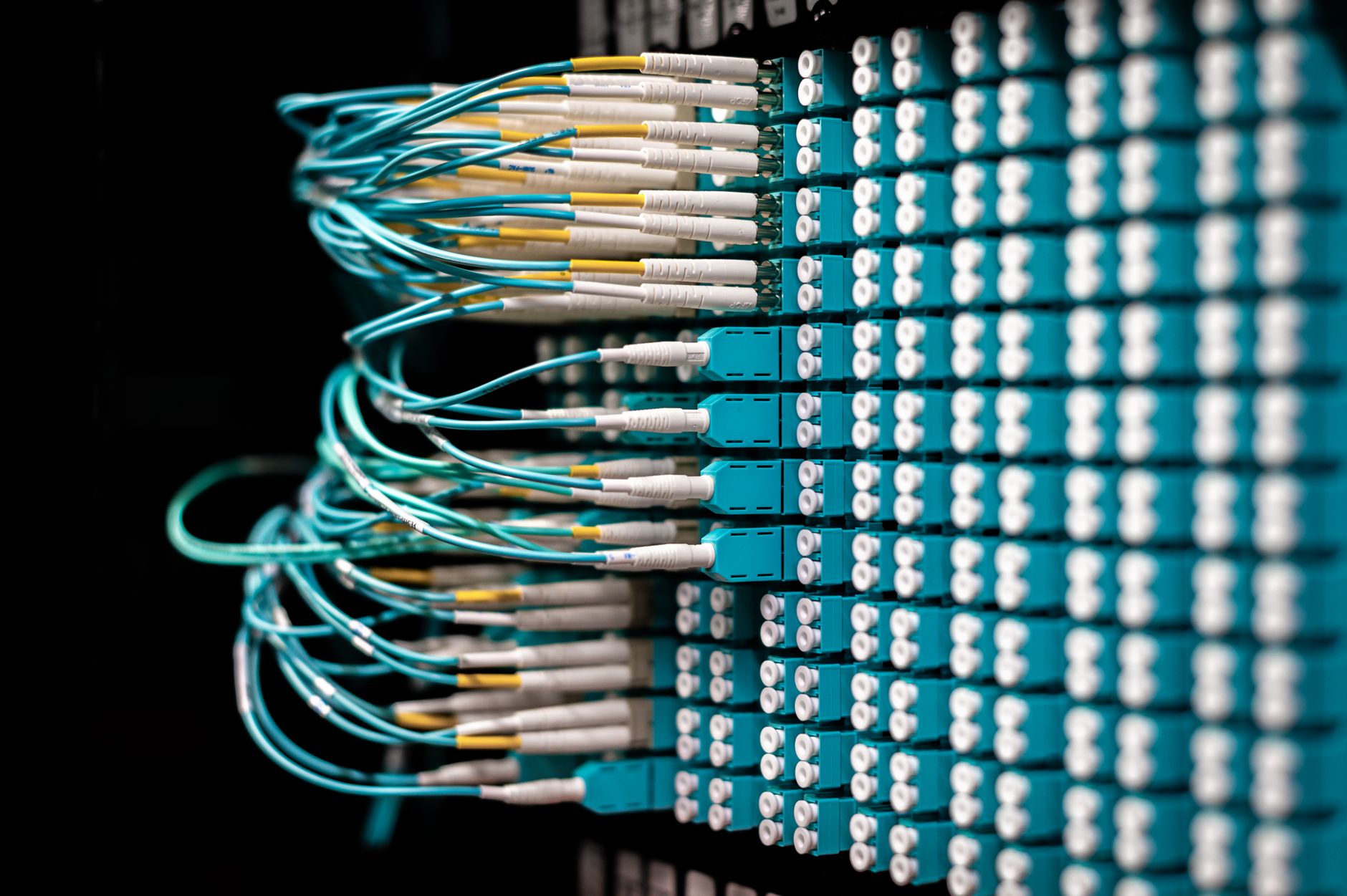 Server with electronic switches and connectors with yellow a