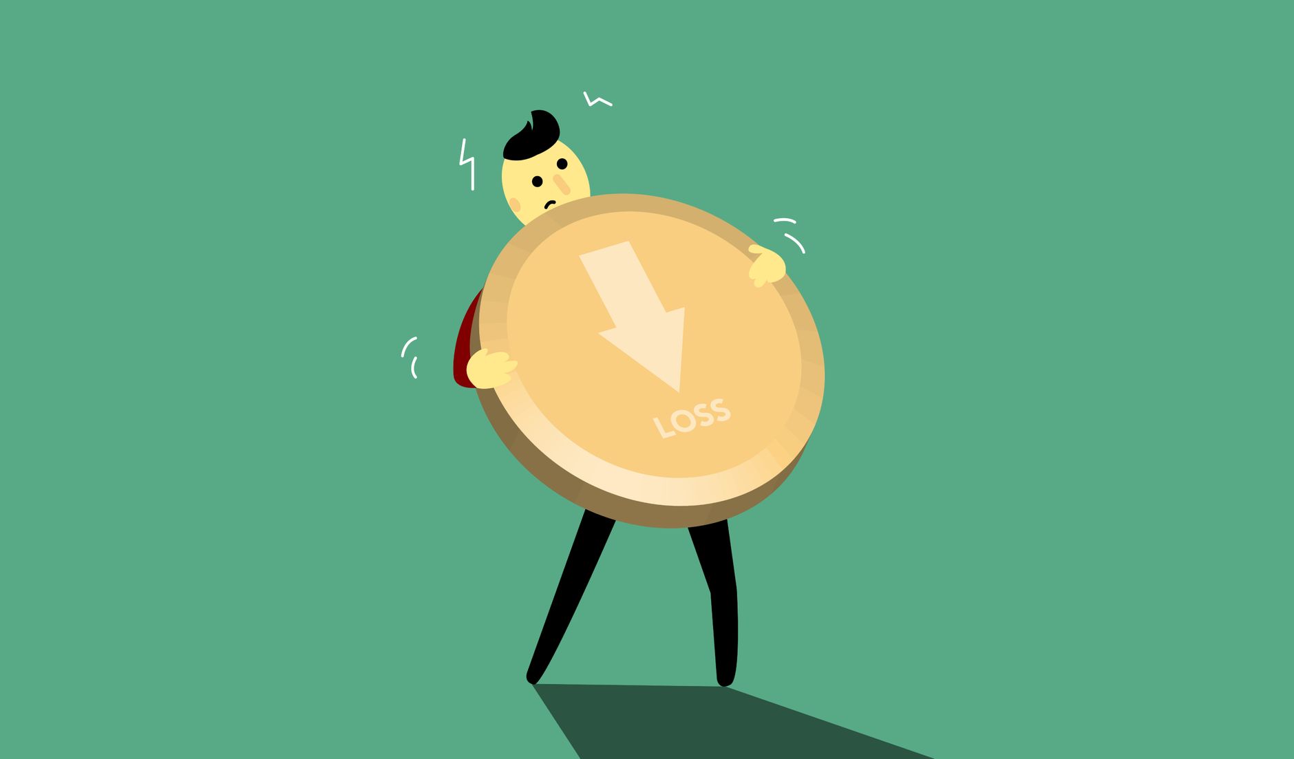 Illustration of a cartoon character struggling with a large
