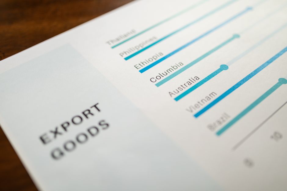 Chart displaying global export goods data, highlighting key