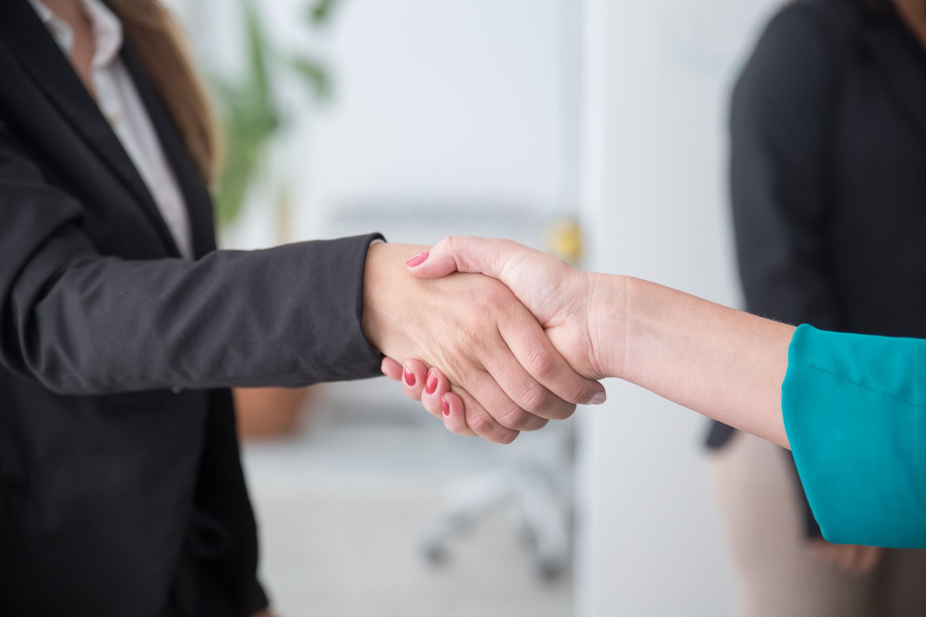 Close-up of a professional handshake between businesswomen i