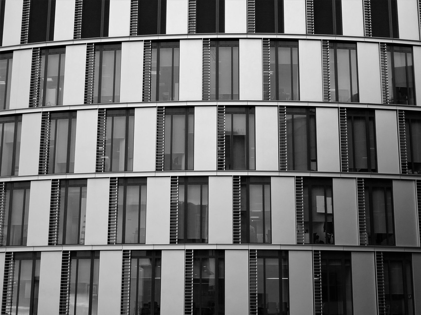 Close-up view of a contemporary office building exterior wit