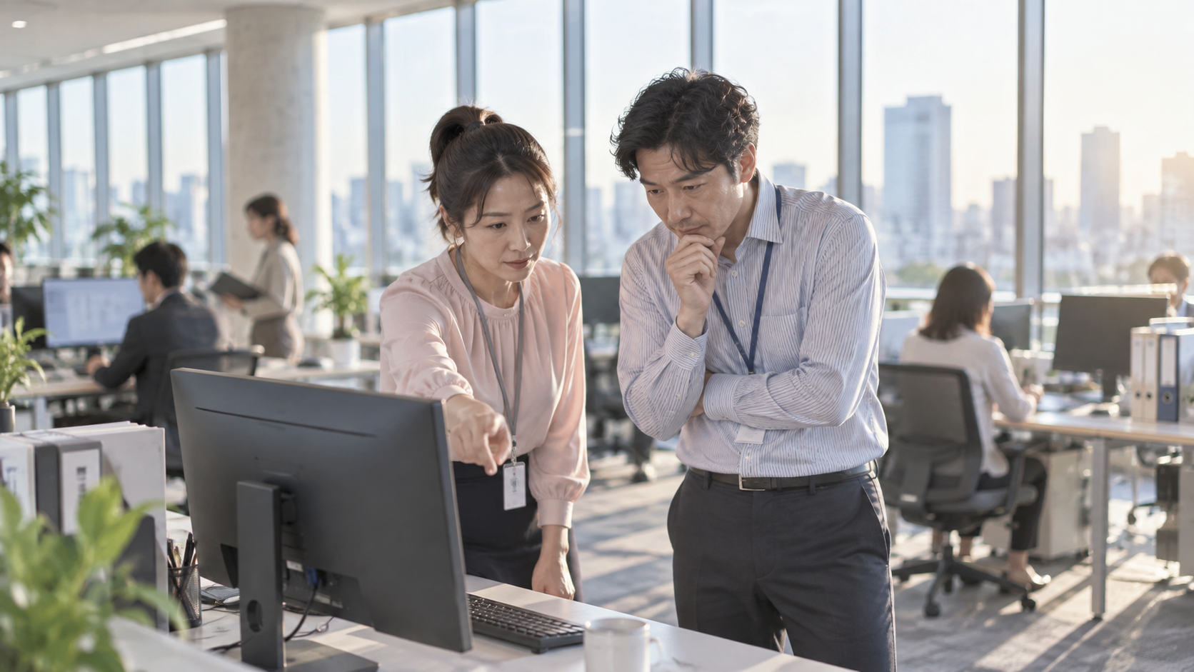 40代前半の日本人女性が二人で画面を覗くをしている場面