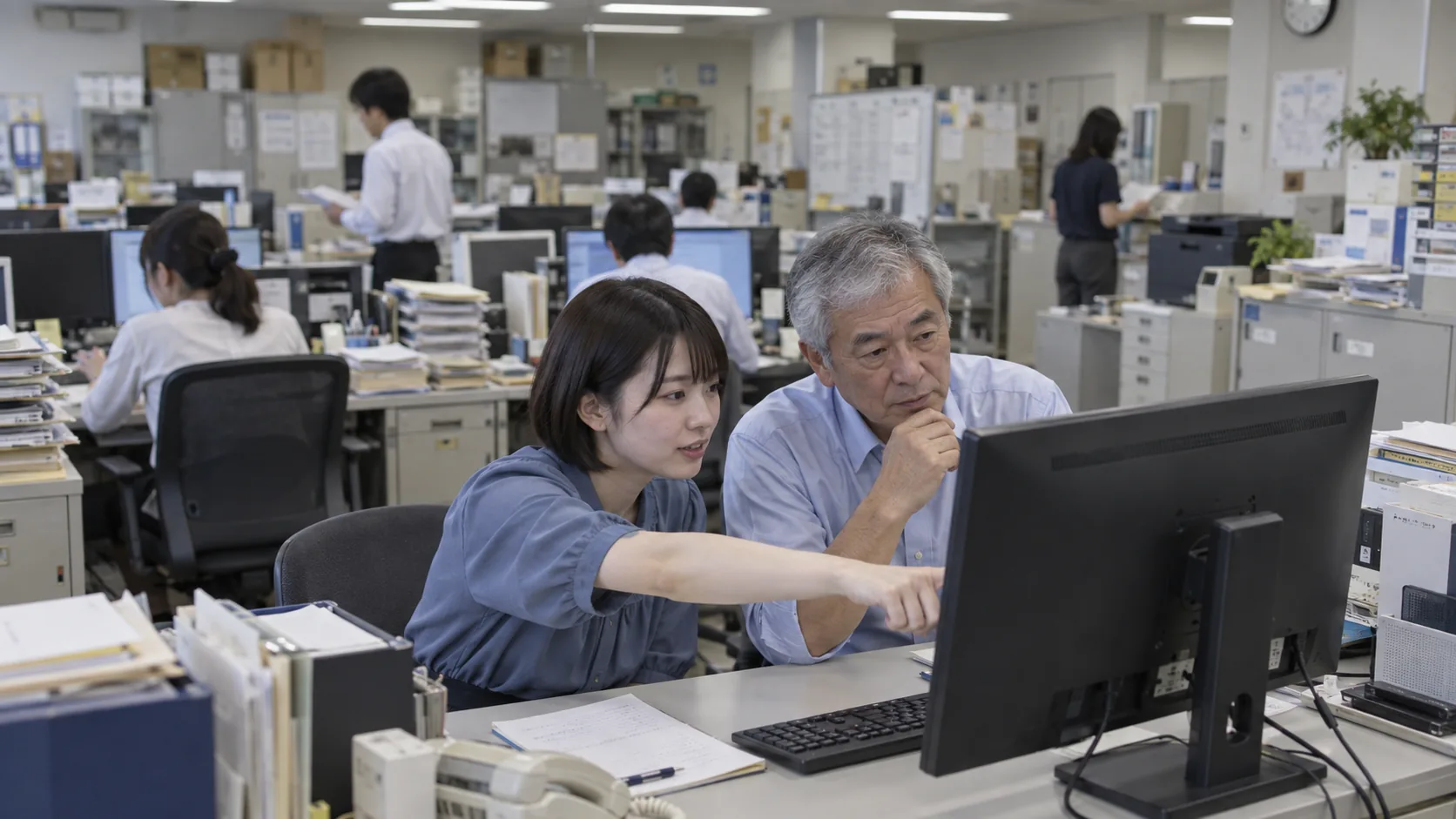 20代前半の日本人女性が二人でのコード確認をしている場面