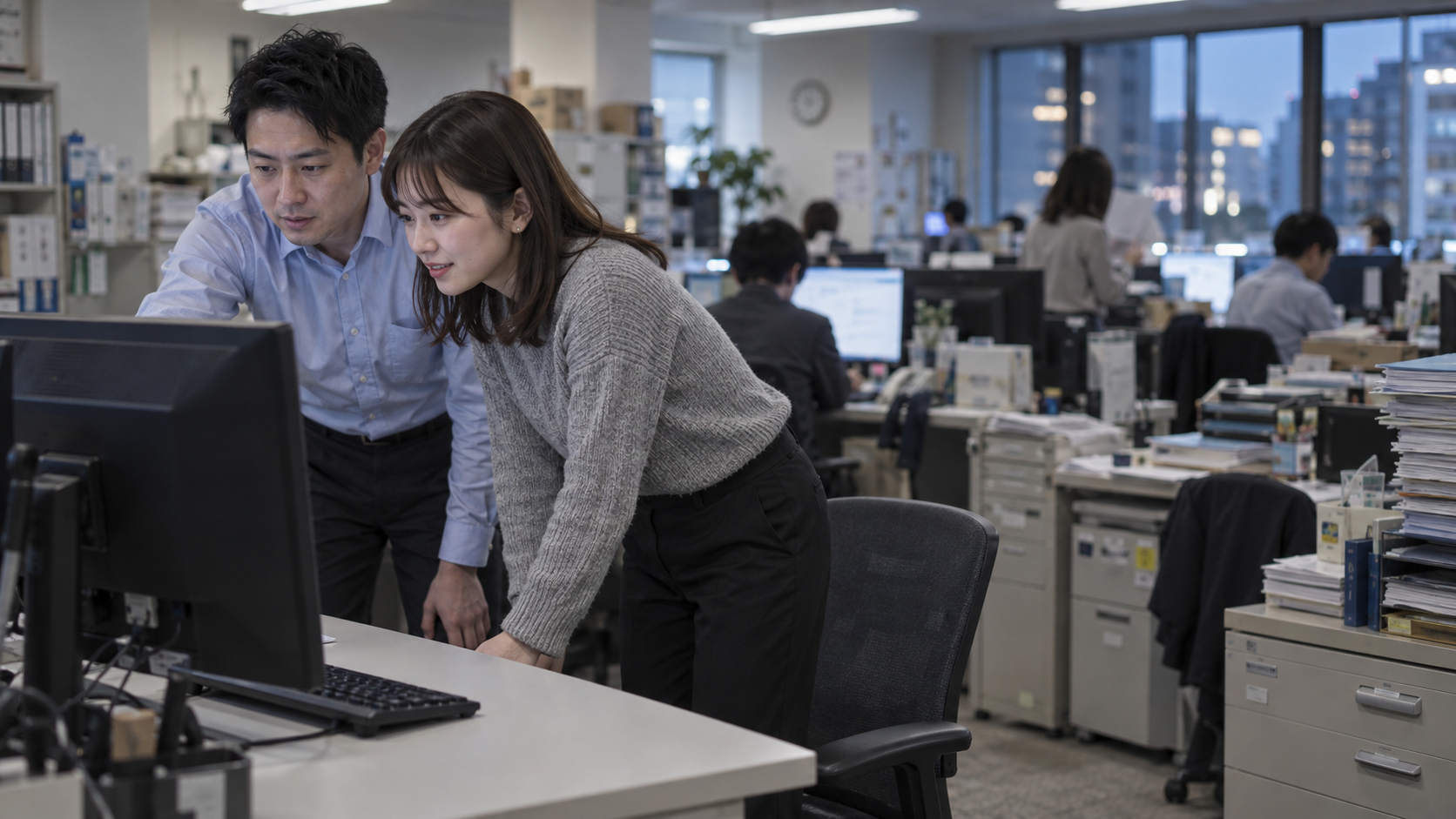 20代後半の日本人女性が二人で画面を覗くをしている場面